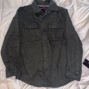 Hawke Boys Button-Down Shirt Green Herringbone Size S (8) New With Tags